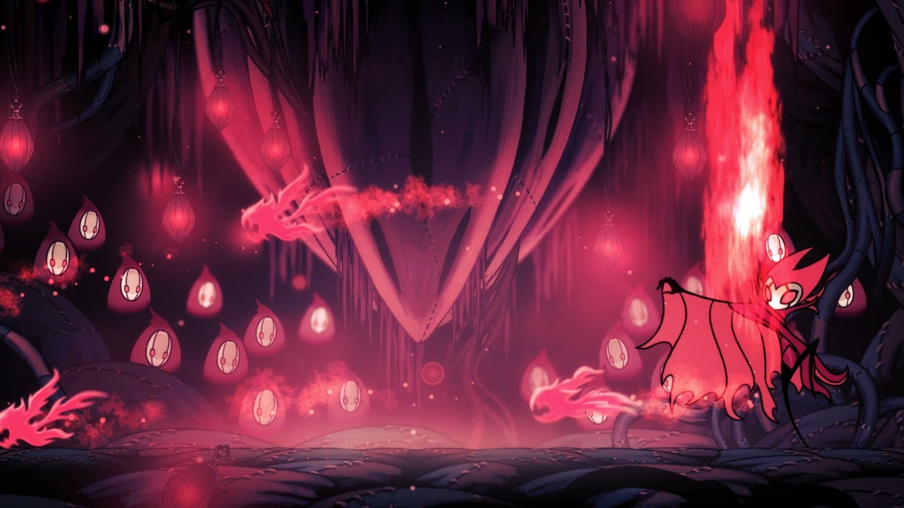 Epic background of nightmare king grimm's arena, hollow knight artstyle