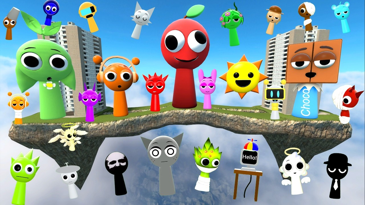 I FOUND ALL MR SUN TREE FUN COMPUTER EVOLUTION SPRUNKI FAMILY in SKY CONSTRUCT Garry's Mod