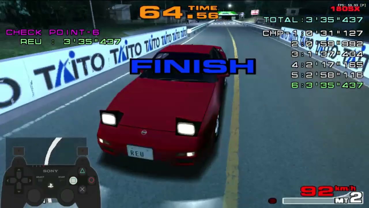 Taito Battle Gear 3 PS2 - Time Attack - Akina Uphill - Nissan 180SX - Run 3