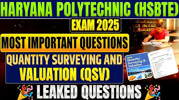 ESTIMATION & COSTING ll Important Question ll HSBTE ll Haryana Polytechnic 