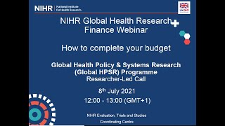 Finance webinar for Global Health Policy and Systems Research (Global HPSR), Researcher-led Call