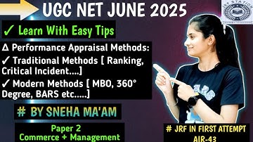 Performance Appraisal Meaning, Process & Methods | Complete Topic  | Ugc Net Commerce | June 2025 |
