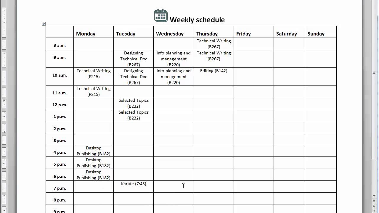 How to create a weekly schedule