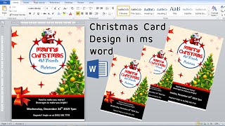 Ms word Tutorial | How to make Merry Christmas Card Design in ms word | Christmas card design screenshot 5