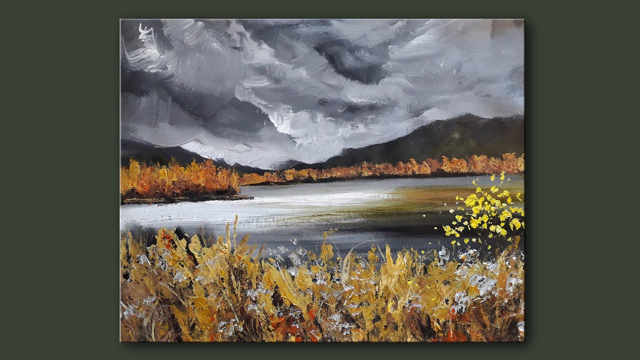 Живопись акрилом на холсте Осень - YouTube