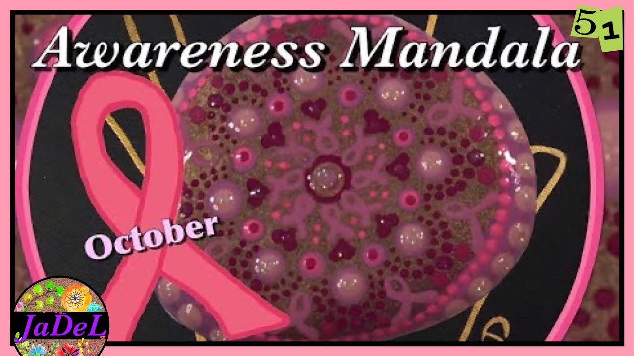 Cancer Ribbon Painted Rocks Create a Pink Ribbon Mandala | Dotting pink ribbons | Rock painting ...