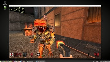 Duke Nukem 3D running in eDuke32 on Linux Mint