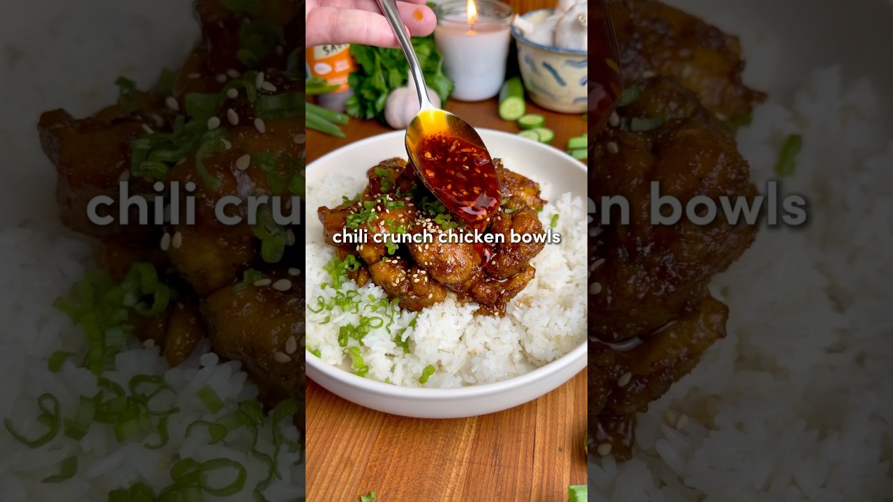 Chili Crunch Chicken Bowls 🔥 with @momofuku  (Recipe in comments & description)
