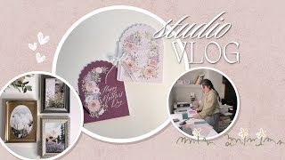 studio vlog  market prep, making mother’s day cards with my cricut,  vintage framed photos