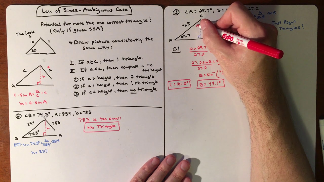 Law Of Sines Ambiguous Case Example 3 YouTube Law Of Sines Ambiguous Case Example 3 YouTube