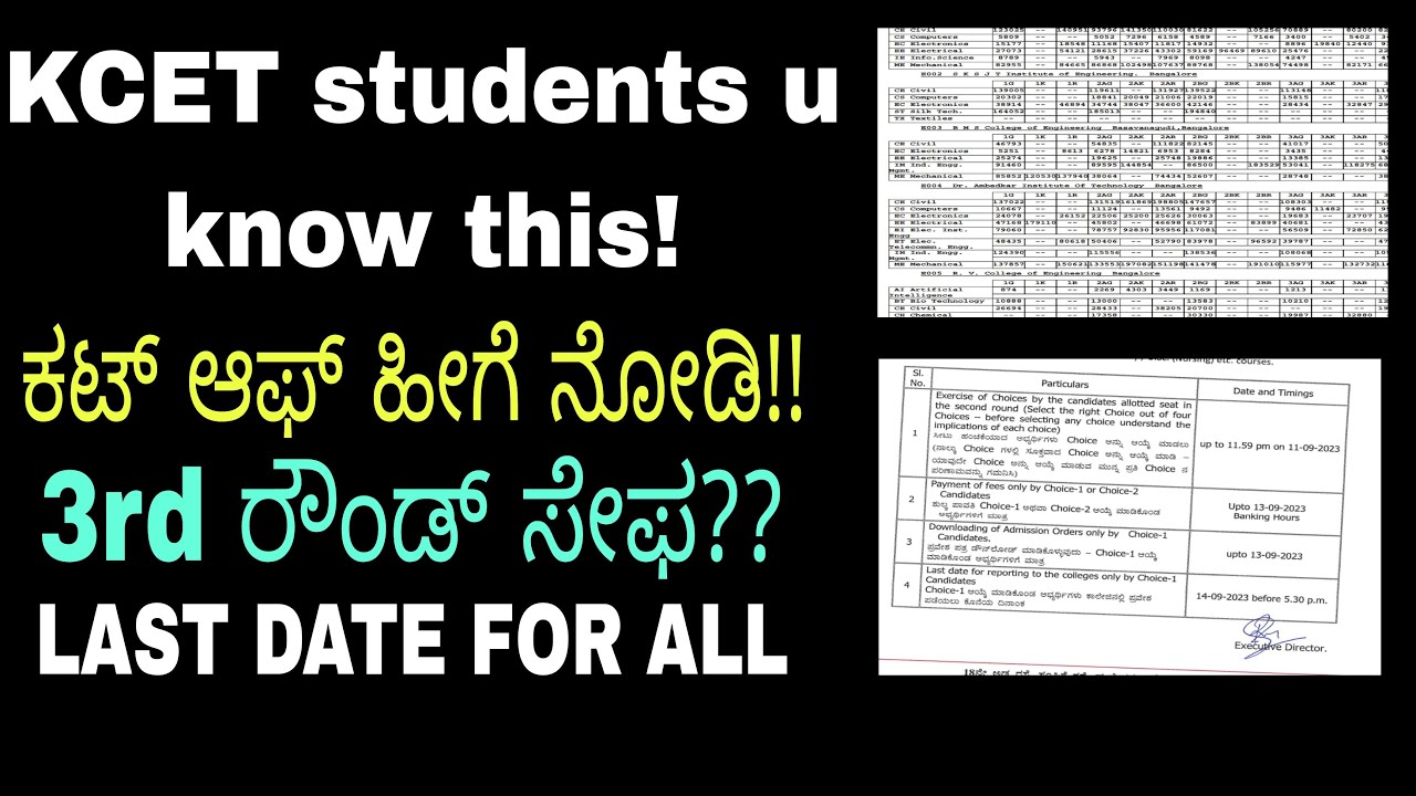 KCET CUT OFF ANALYSISSECOND EXTENDED ROUND??LAST DATEstudents