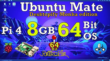 64bit Ubuntu Mate beta 1. Monka version. Raspberry Pi 4 8GB. 64bit Retropie. Monkabutu.
