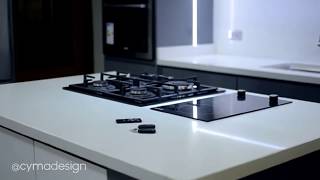 Gabinetes de cocina en acrílico gris y blanco - Cabinet Kitchen | Cyma design Muebles