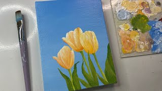 Acrylic painting tulip flowers/ acrylic painting tutorial/ acrylic painting for beginners tutorial