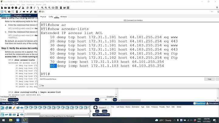 8.5.13 Packet Tracer – Configure Extended ACLs – Scenario 2 Answers