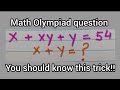 Crack the code solve x  xy  y  54 find x  y  math olympiad questions  factorisation tricks