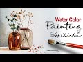 Watercolor stilllife painting  glass bottles  how to paint glass bottle  flowers in glass bottle