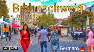 : Braunschweig, Germany/Walking tour in Braunschweig on the weekend very busy city 4K HDR
