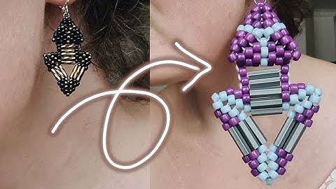 Geometric beaded triangle earrings tutorial with BIG BEADS