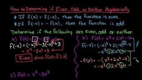 How to Determine if a Function is Even, Odd, or Neither Algebraically