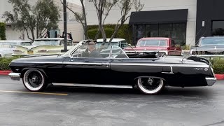 Clean IMPALA AND MONTE CARLO also a crazy drag ready CHEVY BEL AIR at cars and coffee