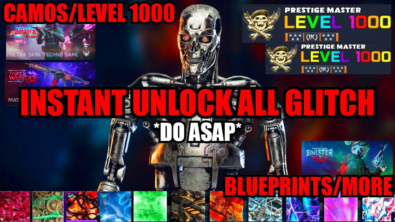 *NEW* INSTANT UNLOCK ALL GLITCH! EVERY CAMO/LEVEL 1000/XP/BLUEPRINTS! BO7 GLITCHES! WARZONE GLITCH!