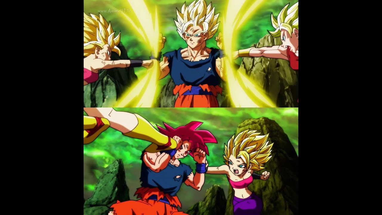 Goku vs Caulifla and Kale english dub HD YouTube
