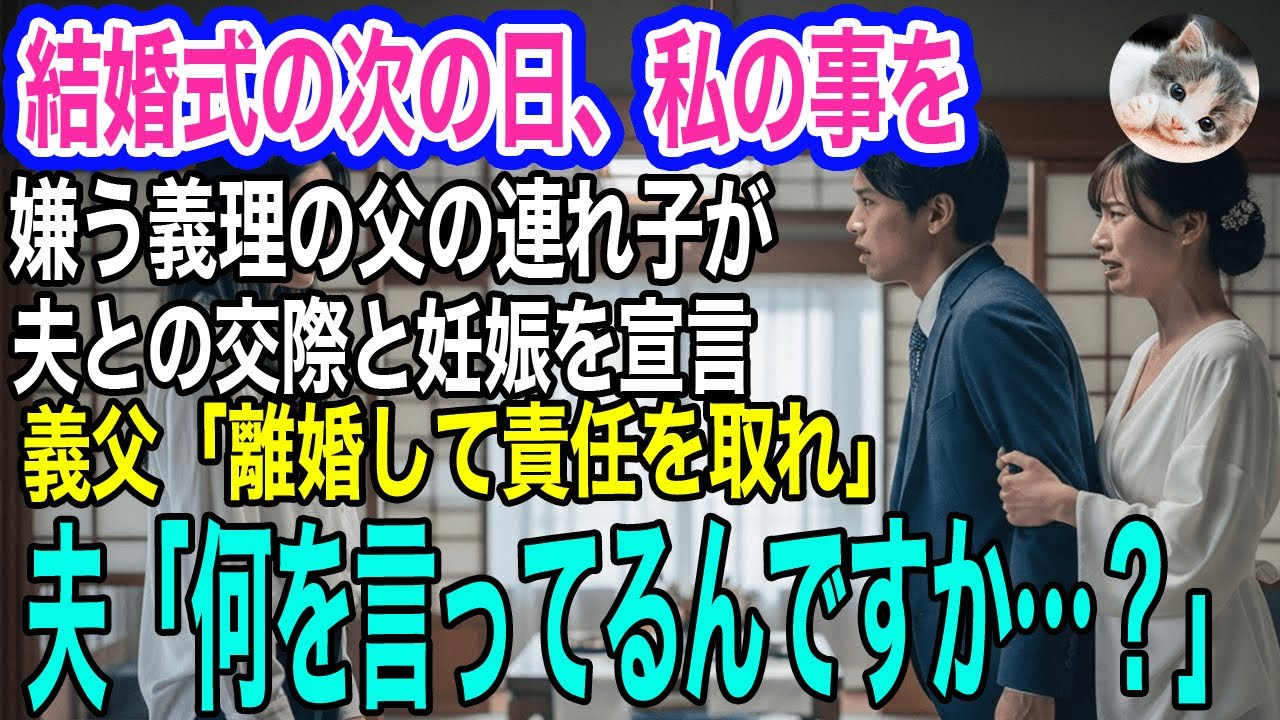 結婚式の次の日、私の事を嫌う義理の父の連れ子が夫との交際＆妊娠を宣言。義父「離婚して責任を取れ」母「どっちが略奪したの！？」→夫「何を言ってるんですか…？」【スカッとする話・年金シニア生活】