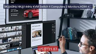 8K@60Hz/4K@144Hz KVM Switch 4 Computers 3 Monitors,HDMI + 2 Displa... — Best Deal 2026 | Shop Now!