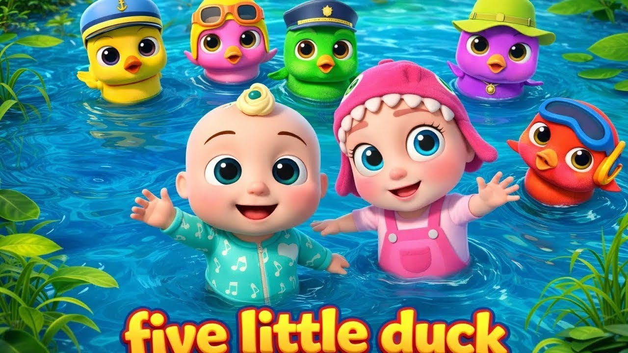 📌 Five Little Ducks 🦆🎵 | Counting & Splashing Adventure! ✨ | Baby Bubbles