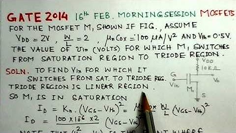 Video Solution To GATE ECE-2014 Problem On MOSFET