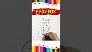 F for Fox Drawing and Coloring | How to Draw Fox Drawing and Coloring for kids #shorts