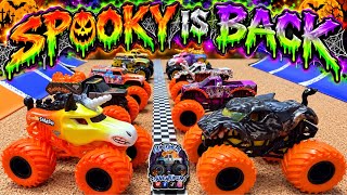 Monster Jam Toy Monster Truck Reveal, Racing, & Playtime #64 | SPOOKY & Gold Trophy Exclusives!