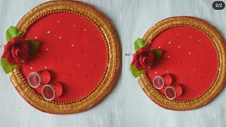 rakhi thali decoration || engagement ring plate ||rakhi ki thali kaise sajaye