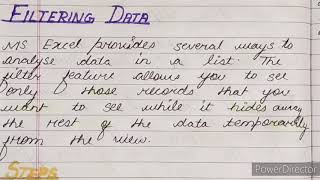 Class 7 || Using excel as database || Filtering data ||