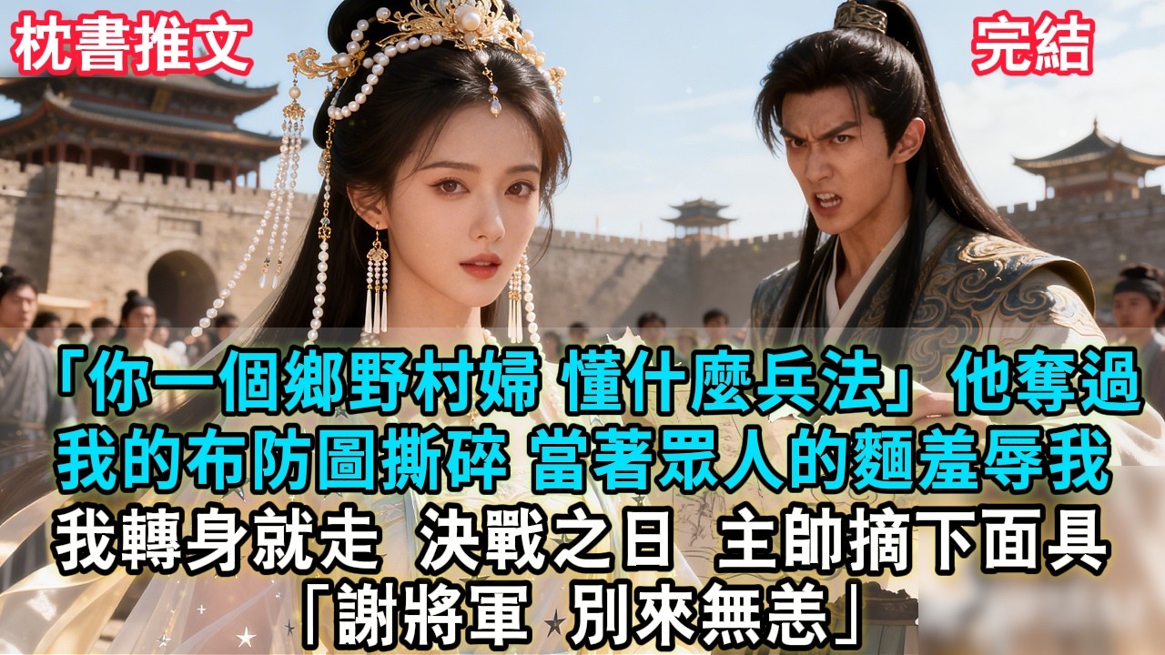 【完結爽文】「你一個鄉野村婦，懂什麼兵法？」他奪過我的布防圖撕碎。決戰之日，主帥摘下面具：「謝將軍，別來無恙。」#小説 #古風 #古言 #爽文 #故事 #有聲書 #綠茶 #故事頻道 #大女主