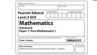 [NEW SPEC] A-Level Pure Mathematics 1 - Sample Assessment Paper 1 exam (Edexcel - New Specification)