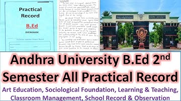 Andhra University B.Ed 2nd Semester All Practical Record II Andhra University
