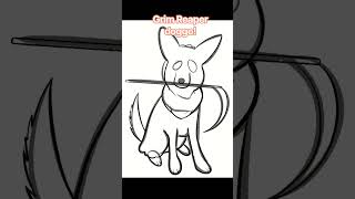 A grim reaper dog art piece perfect for Halloween!