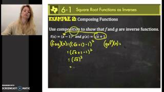 Unit 3: 6-1 Square Root Functions as Inverses Ex.2