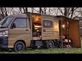 【車中泊キャンプ】冷え込む冬のソロキャンプ。隠れ家のような軽トラック。 Relaxing nature ASMR
