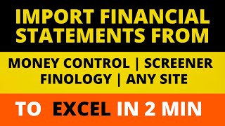 HOW TO DOWNLOAD FINANCIAL STATEMENTS FROM MONEY CONTROL OR ANY OTHER SITES TO EXCEL | P & L TO EXCEL