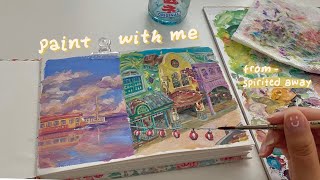 painting scenes from spirited away by studio ghibli 🌵 gouache / new sketchbook!