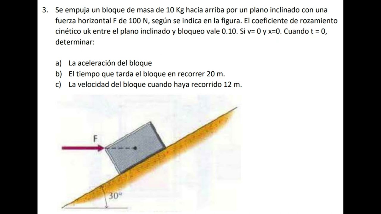 Se Empuja Un Bloque De Masa De 10 Kg Hacia Arriba Por Un Plano Se Empuja Un Bloque De Masa De 10 Kg Hacia Arriba Por Un Plano