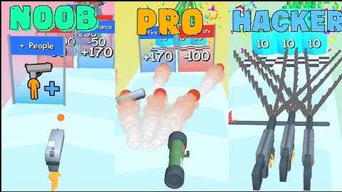 NOOB vs PRO vs HACKER in GUN HEAD RUN !!