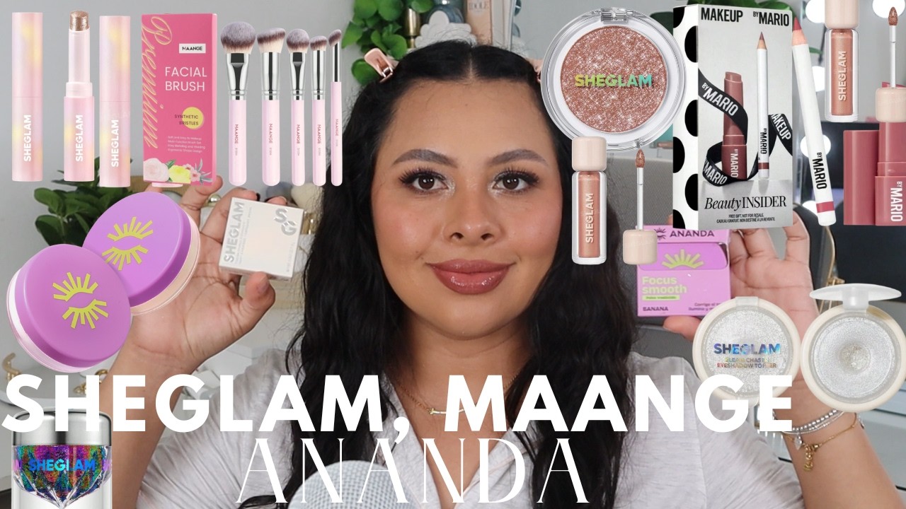 POLVO BANANA ANANDA, KIT LABIOS BY MARIO,SET BROCHAS MAANGE ROSA, SHEGLAM SOMBRAS, SHEIN| HolaLizy 🦋