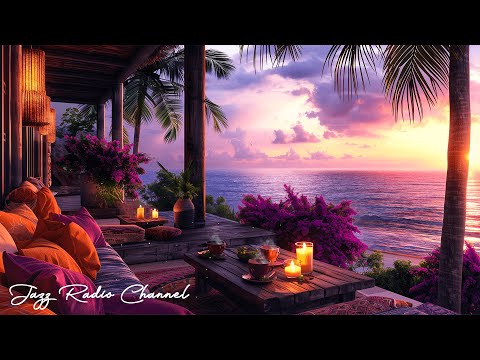 Beautiful Dawn at Summer Seaside Coffee Porch with Relaxing Bossa Nova Jazz for Good Moods