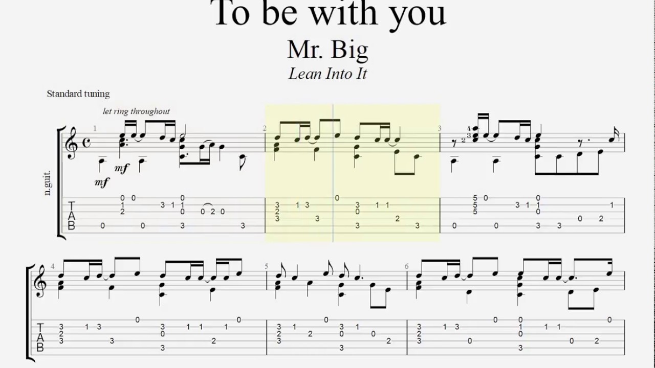 Mr Big To Be With You Arrangement For Guitar Tab Youtube