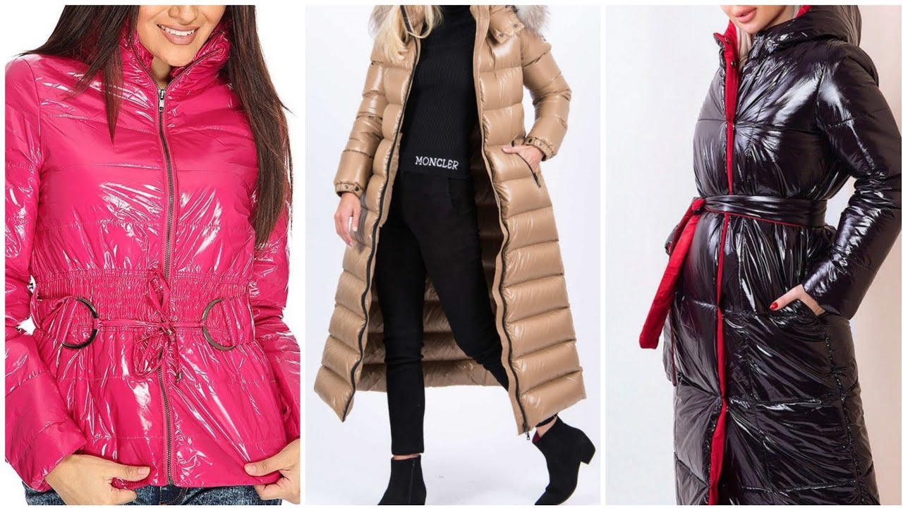 stylish and trendy short and long woman latex puffer jacket design ...