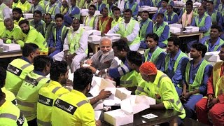 PM Modi visits the Indian Worker's Camp in Doha, Qatar